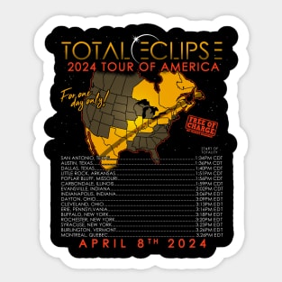 Total Solar Eclipse April 8th 2024 Tour of America Sticker